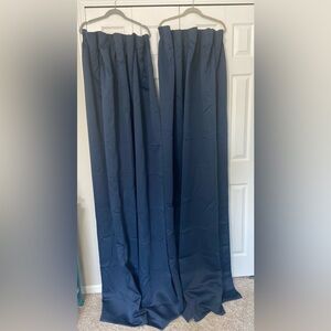 Pinch pleat panel curtains (2). Navy. Jade Poke. 39Wx78L inches (100cm x 200cm)